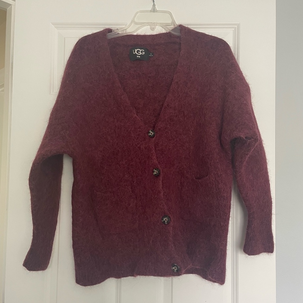 UGG RTW Wool and Alpaca Blend Berry Burgundy Sweater